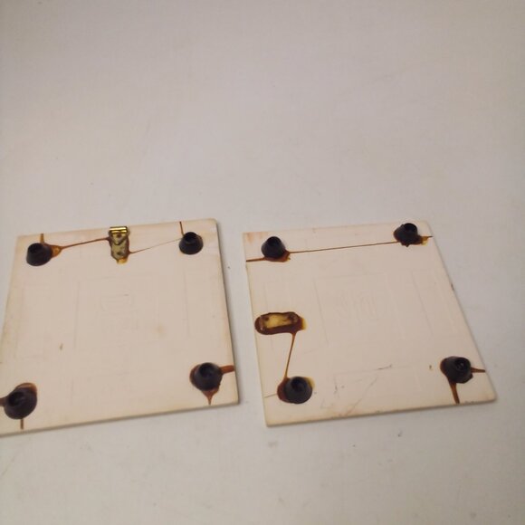 Vintage Ceramic Tile Trivet Coaster Geese 80s Blue White Lot of 2 - Picture 10 of 10